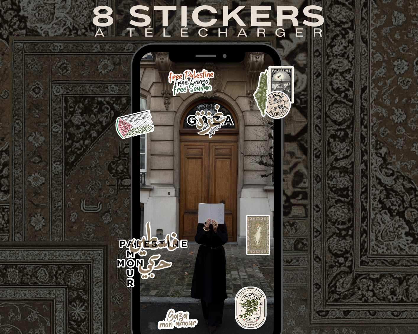 8 Stickers Palestine mon amour + 8 stickers à télécharger en version numérique OFFERTS