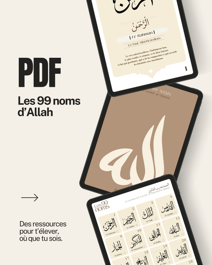 99 Noms d'Allah et attributs avec leurs significations - Al Asmâ al Husnâ Planner - Édition Numérique