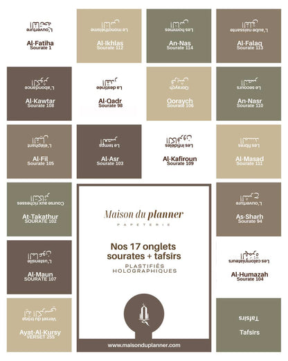 Onglets Les 16 courtes sourates du Qur'an