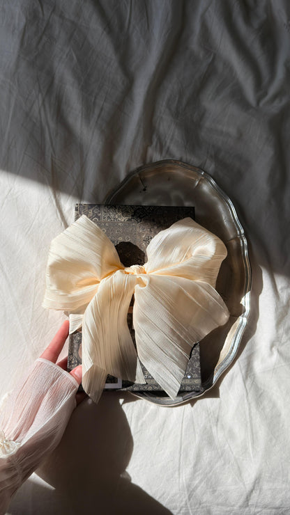 Emballage cadeau signature - Grand nœud satin beige