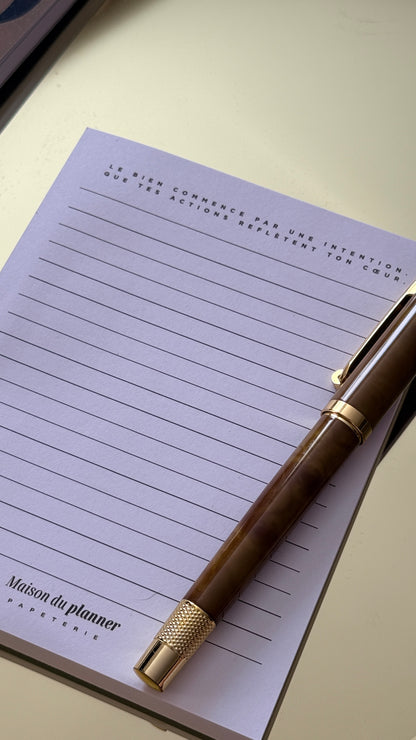Bloc-notes « Le bien commence par une intention »