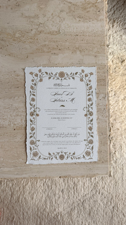 Certificat de mariage personnalisé | Sakina – PDF à imprimer